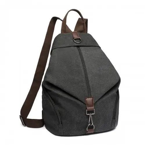 EB2044 - Kono Fashion Anti-Theft Canvas Backpack - Black by All Mart Bristol Ltd
