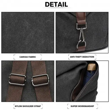 EB2044 - Kono Fashion Anti-Theft Canvas Backpack - Black by All Mart Bristol Ltd