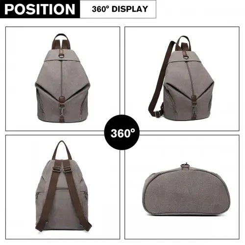 EB2044 - Kono Fashion Anti-Theft Canvas Backpack - Grey by All Mart Bristol Ltd