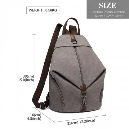 EB2044 - Kono Fashion Anti-Theft Canvas Backpack - Grey by All Mart Bristol Ltd