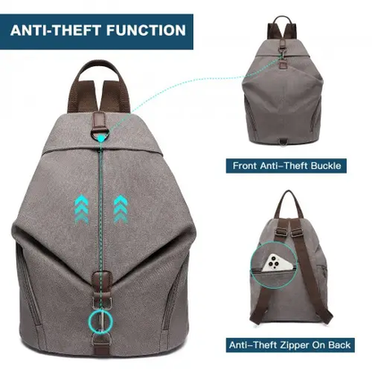 EB2044 - Kono Fashion Anti-Theft Canvas Backpack - Grey by All Mart Bristol Ltd