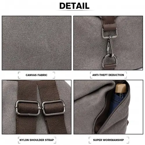 EB2044 - Kono Fashion Anti-Theft Canvas Backpack - Grey by All Mart Bristol Ltd