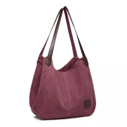 EB2040L - Kono Canvas Shoulder Tote Bag - Claret by All Mart Bristol Ltd