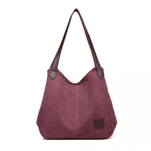 EB2040L - Kono Canvas Shoulder Tote Bag - Claret by All Mart Bristol Ltd
