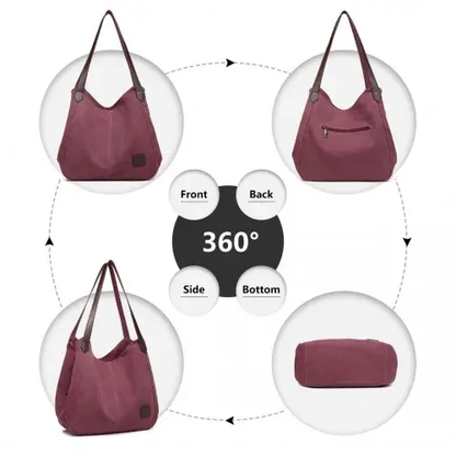 EB2040L - Kono Canvas Shoulder Tote Bag - Claret by All Mart Bristol Ltd