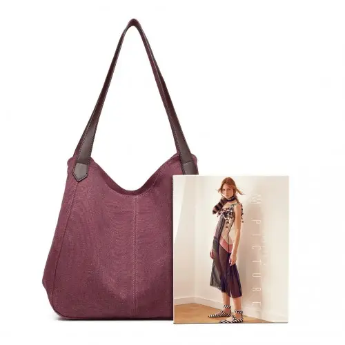 EB2040L - Kono Canvas Shoulder Tote Bag - Claret by All Mart Bristol Ltd