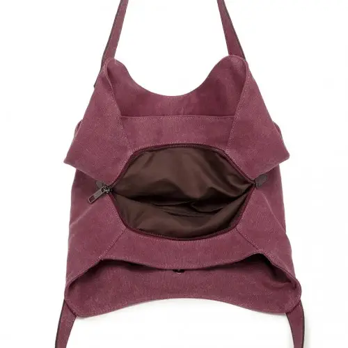 EB2040L - Kono Canvas Shoulder Tote Bag - Claret by All Mart Bristol Ltd