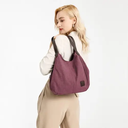 EB2040L - Kono Canvas Shoulder Tote Bag - Claret by All Mart Bristol Ltd