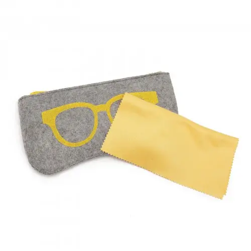 EB2065 - Soft Felt Glasses Case - Grey And Yellow by All Mart Bristol Ltd