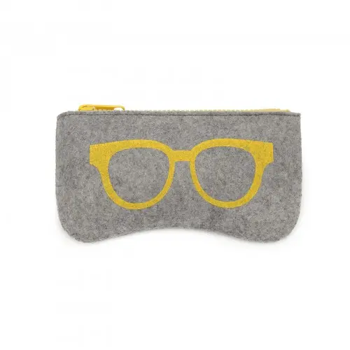 EB2065 - Soft Felt Glasses Case - Grey And Yellow by All Mart Bristol Ltd
