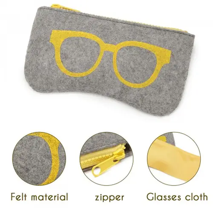 EB2065 - Soft Felt Glasses Case - Grey And Yellow by All Mart Bristol Ltd