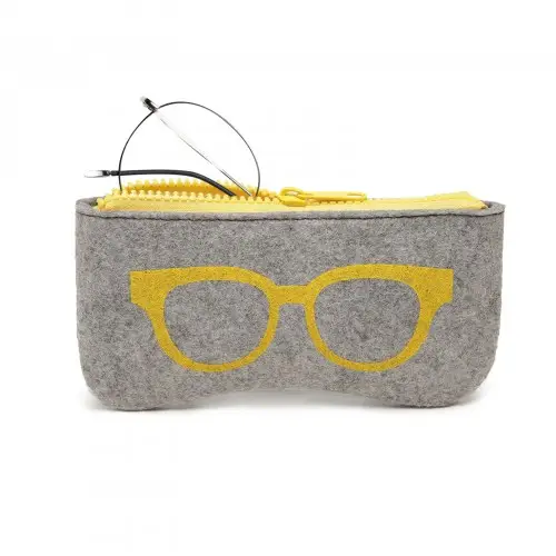 EB2065 - Soft Felt Glasses Case - Grey And Yellow by All Mart Bristol Ltd