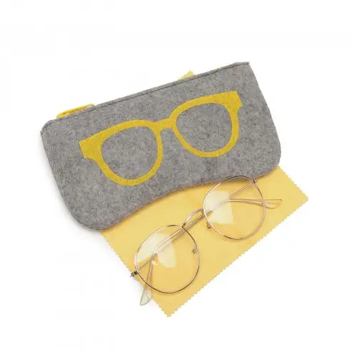 EB2065 - Soft Felt Glasses Case - Grey And Yellow by All Mart Bristol Ltd