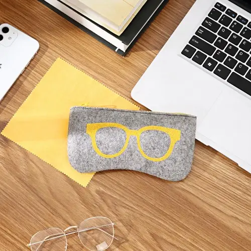 EB2065 - Soft Felt Glasses Case - Grey And Yellow by All Mart Bristol Ltd