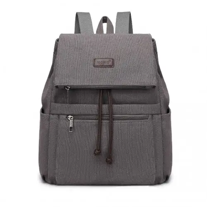 EB2233 - Kono Canvas Clamshell Drawstring School Backpack - Grey by All Mart Bristol Ltd