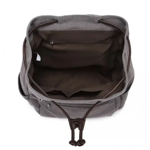 EB2233 - Kono Canvas Clamshell Drawstring School Backpack - Grey by All Mart Bristol Ltd