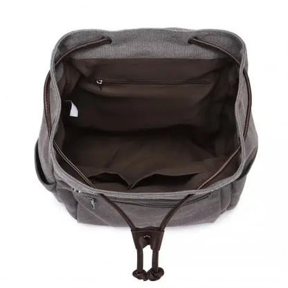 EB2233 - Kono Canvas Clamshell Drawstring School Backpack - Grey by All Mart Bristol Ltd