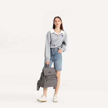 EB2233 - Kono Canvas Clamshell Drawstring School Backpack - Grey by All Mart Bristol Ltd