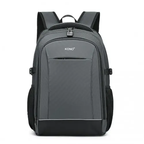 EM2130 - Kono Functional Travel Backpack With USB Charging Port - Grey by All Mart Bristol Ltd