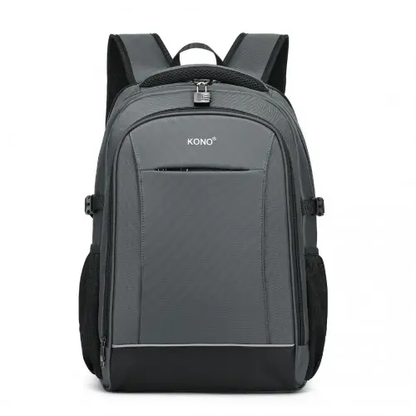 EM2130 - Kono Functional Travel Backpack With USB Charging Port - Grey by All Mart Bristol Ltd