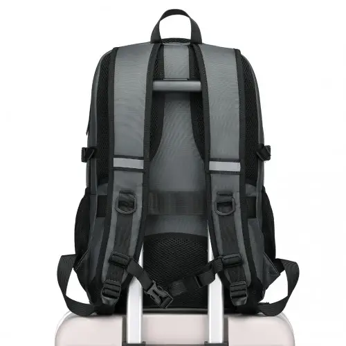 EM2130 - Kono Functional Travel Backpack With USB Charging Port - Grey by All Mart Bristol Ltd