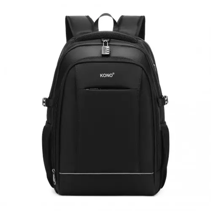 EM2130 - Kono Functional Travel Backpack With USB Charging Port - Black by All Mart Bristol Ltd