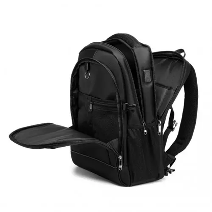 EM2130 - Kono Functional Travel Backpack With USB Charging Port - Black by All Mart Bristol Ltd