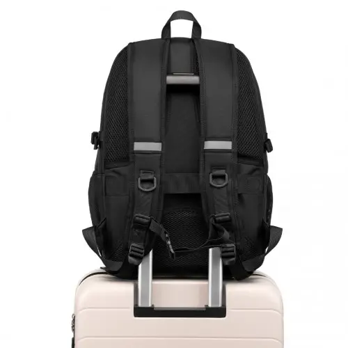 EM2130 - Kono Functional Travel Backpack With USB Charging Port - Black by All Mart Bristol Ltd