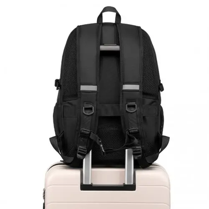 EM2130 - Kono Functional Travel Backpack With USB Charging Port - Black by All Mart Bristol Ltd