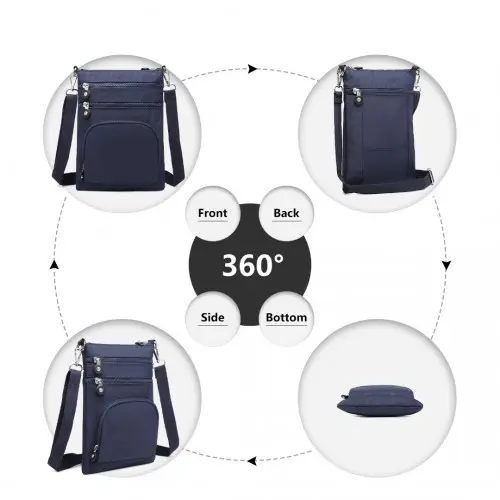 EB2228 - Kono Casual Multi Pocket RFID Blocking Cross body Bag - Navy by All Mart Bristol Ltd