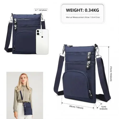 EB2228 - Kono Casual Multi Pocket RFID Blocking Cross body Bag - Navy by All Mart Bristol Ltd