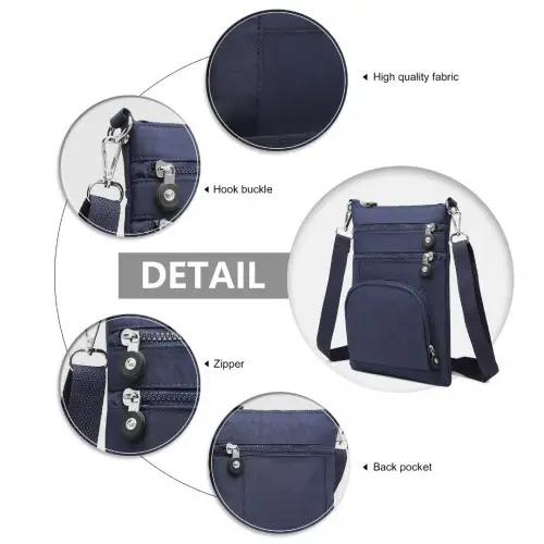 EB2228 - Kono Casual Multi Pocket RFID Blocking Cross body Bag - Navy by All Mart Bristol Ltd