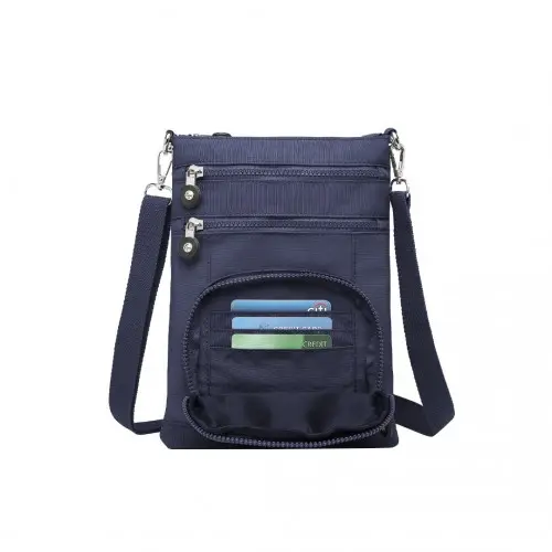 EB2228 - Kono Casual Multi Pocket RFID Blocking Cross body Bag - Navy by All Mart Bristol Ltd