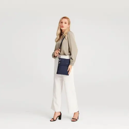 EB2228 - Kono Casual Multi Pocket RFID Blocking Cross body Bag - Navy by All Mart Bristol Ltd