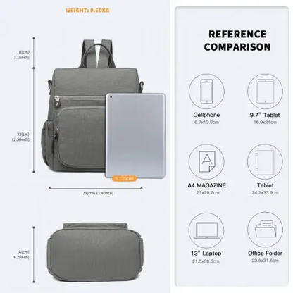 EH2107 - Kono Multi Way Anti-theft Waterproof Backpack Shoulder Bag - Grey by All Mart Bristol Ltd