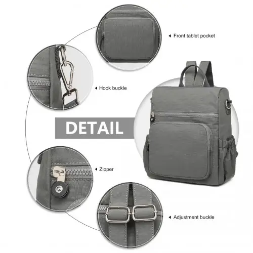 EH2107 - Kono Multi Way Anti-theft Waterproof Backpack Shoulder Bag - Grey by All Mart Bristol Ltd