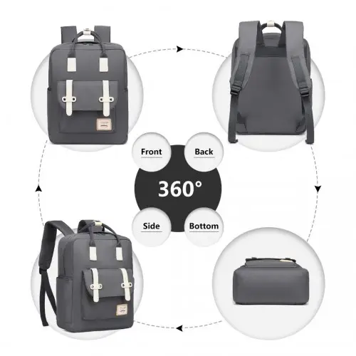 EB2211 - Kono Casual Daypack Lightweight Backpack Travel Bag - Grey by All Mart Bristol Ltd