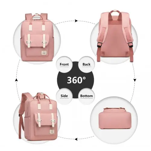 EB2211 - Kono Casual Daypack Lightweight Backpack Travel Bag - Pink by All Mart Bristol Ltd