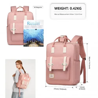 EB2211 - Kono Casual Daypack Lightweight Backpack Travel Bag - Pink by All Mart Bristol Ltd