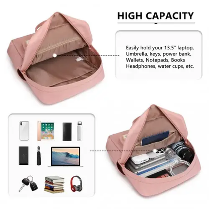 EB2211 - Kono Casual Daypack Lightweight Backpack Travel Bag - Pink by All Mart Bristol Ltd