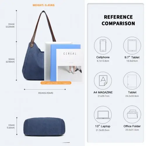EB2040L - Kono Canvas Shoulder Tote Bag - Navy by All Mart Bristol Ltd