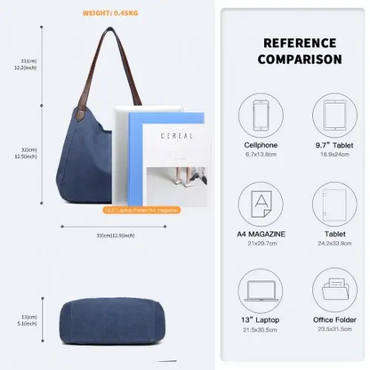 EB2040L - Kono Canvas Shoulder Tote Bag - Navy by All Mart Bristol Ltd