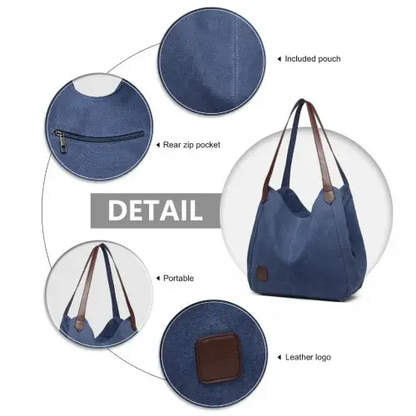 EB2040L - Kono Canvas Shoulder Tote Bag - Navy by All Mart Bristol Ltd