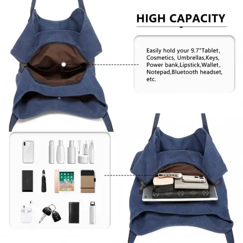 EB2040L - Kono Canvas Shoulder Tote Bag - Navy by All Mart Bristol Ltd