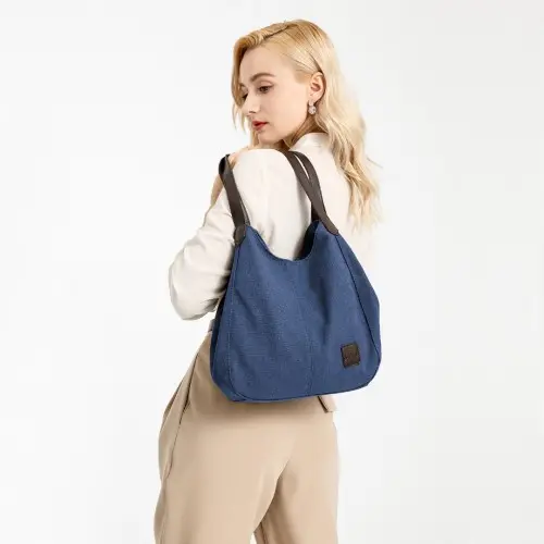 EB2040L - Kono Canvas Shoulder Tote Bag - Navy by All Mart Bristol Ltd