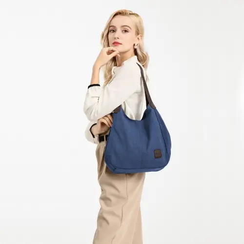 EB2040L - Kono Canvas Shoulder Tote Bag - Navy by All Mart Bristol Ltd