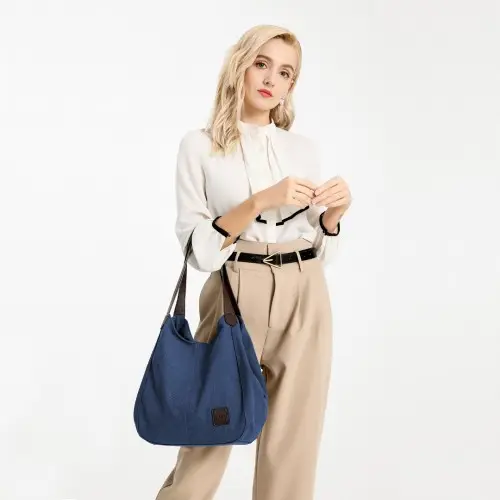 EB2040L - Kono Canvas Shoulder Tote Bag - Navy by All Mart Bristol Ltd