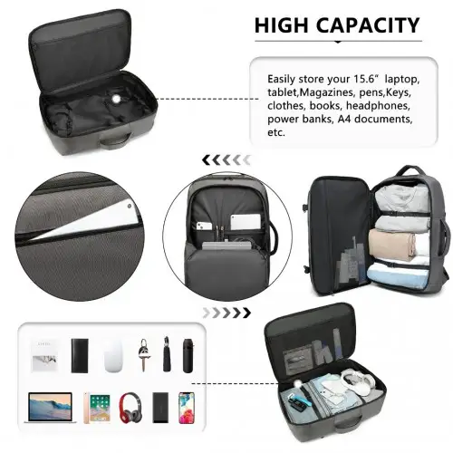 EM2207 - Kono Multifunctional Portable Travel Backpack Cabin Luggage Bag - Grey by All Mart Bristol Ltd