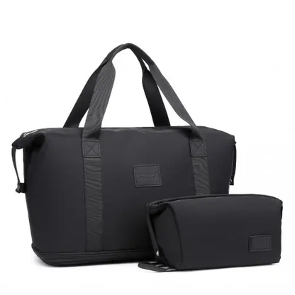 EA2212 - Kono Two Pieces Expandable Durable Waterproof Travel Duffel Bag Set - Black by All Mart Bristol Ltd