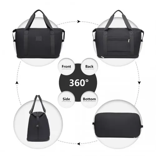 EA2212 - Kono Two Pieces Expandable Durable Waterproof Travel Duffel Bag Set - Black by All Mart Bristol Ltd